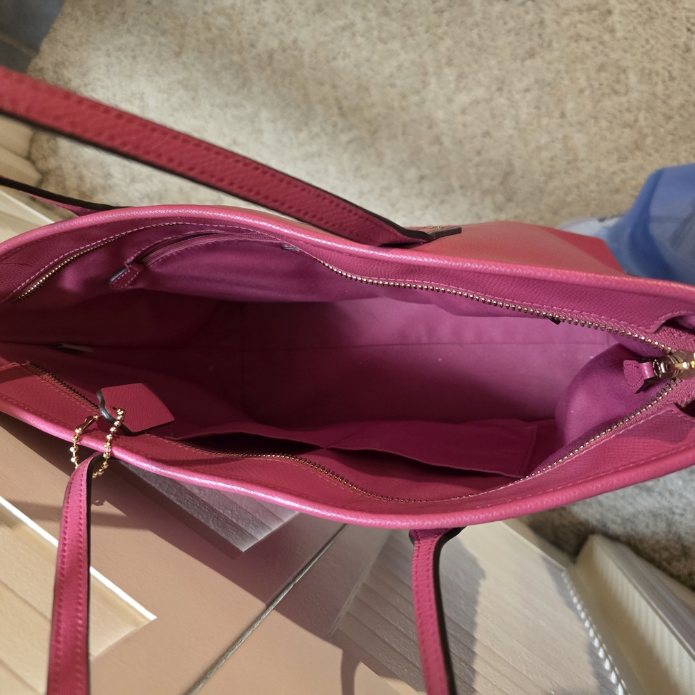 Coach Pink Leather Tote Bag - Picture 3 of 7